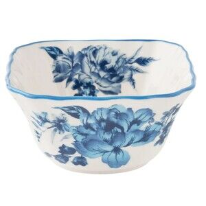 Pioneer Woman Delilah Stoneware Cereal Bowl Blue Floral 5.75-in Dinnerware Gift